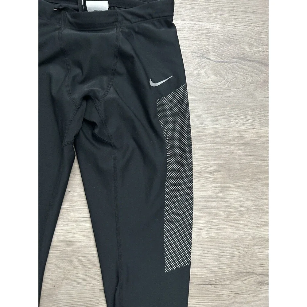 Nike Dri-FIT Men’s Running Leggings Black Reflective Zip Ankle Size XL - Picture 2 of 9